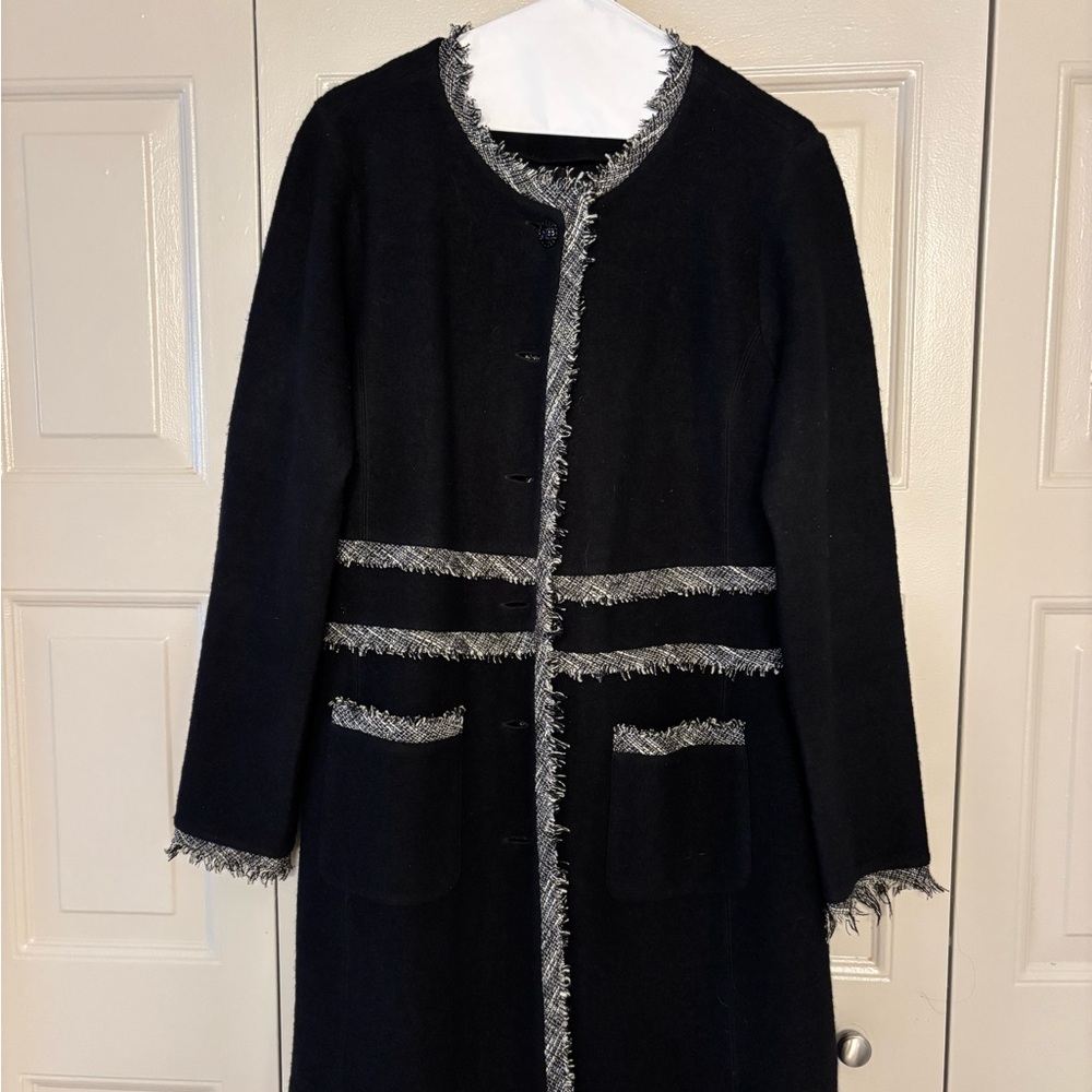 Karl Lagerfeld Black Coat with Gray Trim